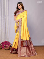Yellow Silk Georgette Cord And Sequins Embroidery Laser Cut Applique Work Saree - Norita Saumya | Grocsy