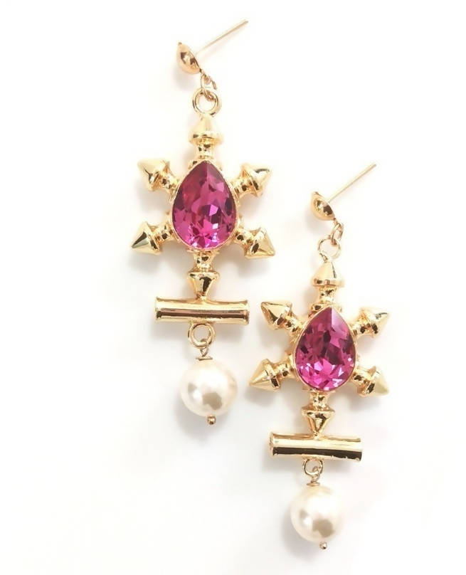 Bling Accessories Swarovski Fuchsia Earrings | Grocsy
