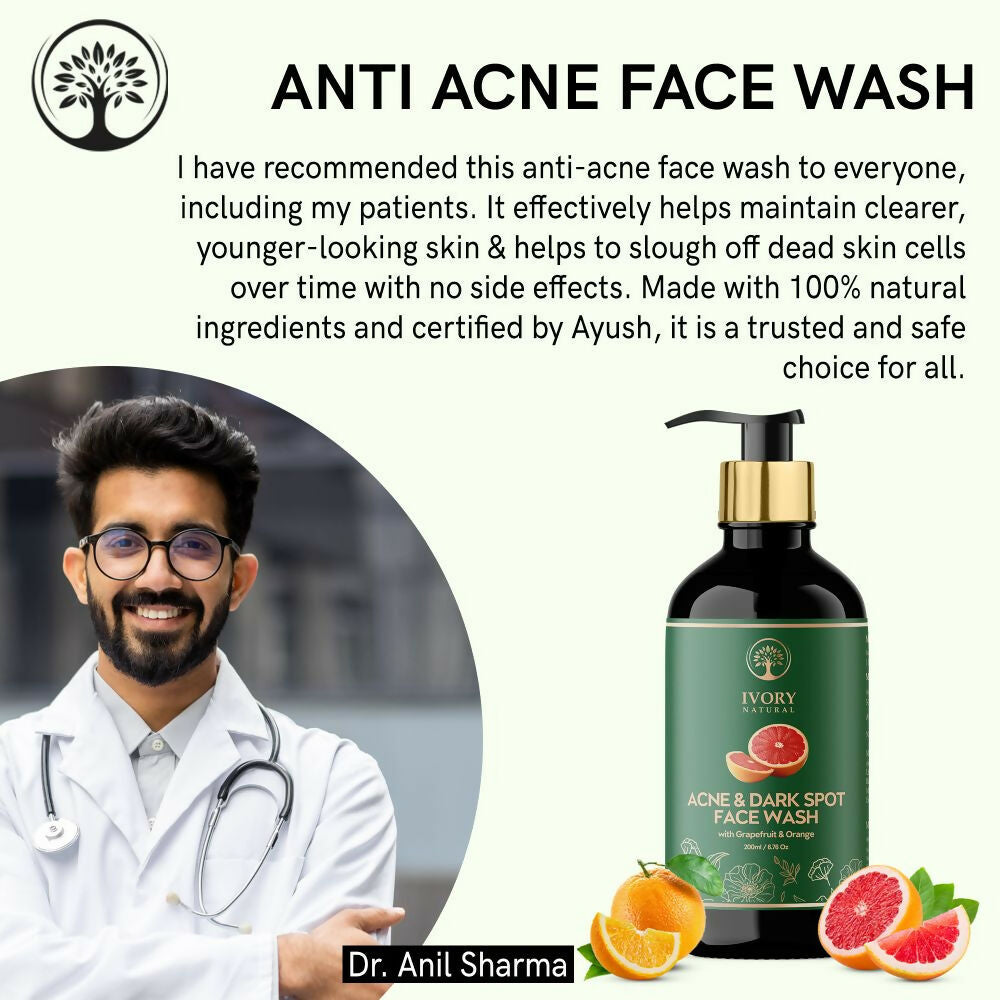 Ivory Natural Acne & Dark Spot Face Wash For Moisturize, Replenish, And Promote Skin Clarity | Grocsy