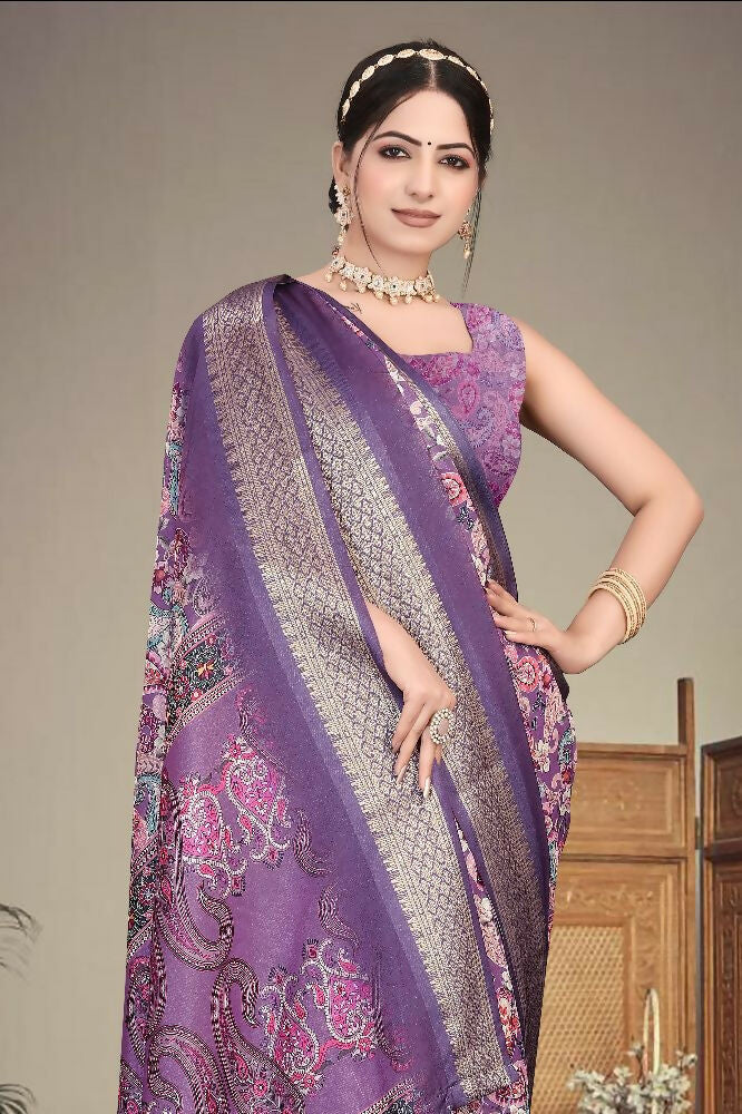 PR Fashion Multi Heavy Rich Cotton Silk Digital Print & Jacquard Saree | Grocsy