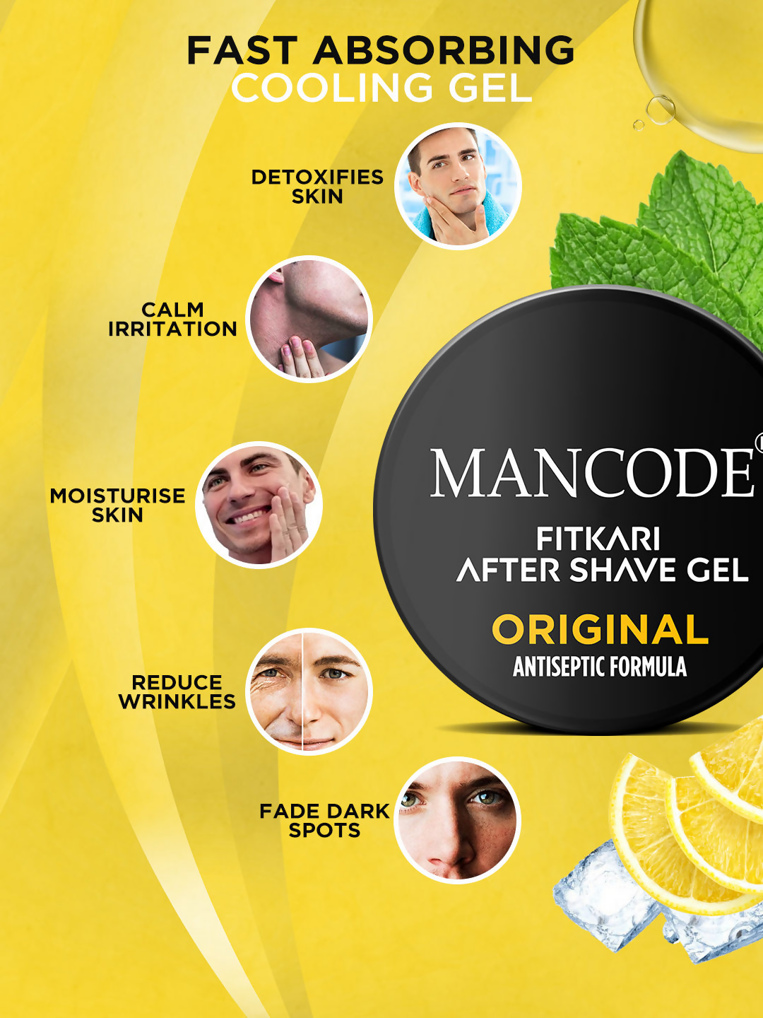 Mancode Fitkari After Shave Gel For Men Original Antiseptic Formula | Grocsy