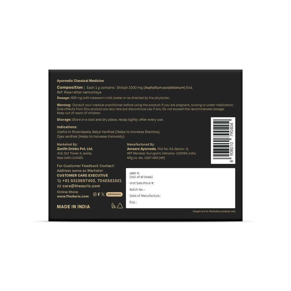 Auric Lab-Certified High-Altitude SJ Resin | 75% Fulvic Acid + Humic Acid | 80+ Trace Minerals with Real Brass Spoon Included | Grocsy
