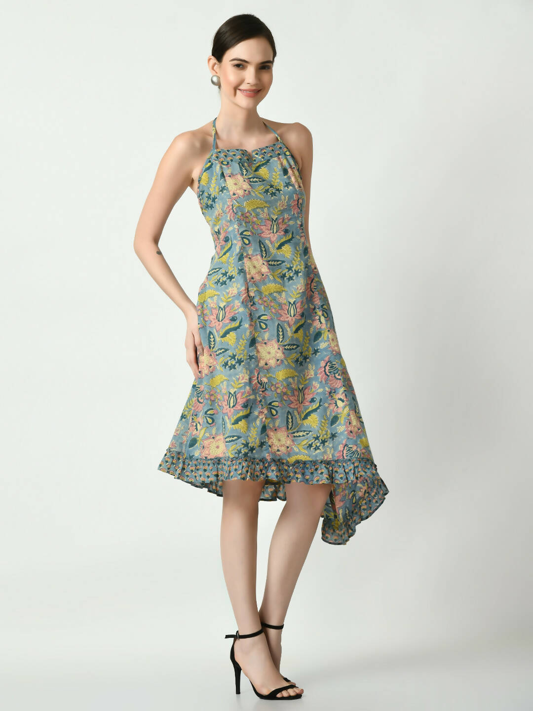 Myshka Women's Multi Floral Printed Fit and Flare Dress | Grocsy