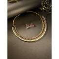 Gold-Polished Traditional White Choker Necklace Jewellery Set For Women/Girls - Wahe Jewels - Swadesiicart