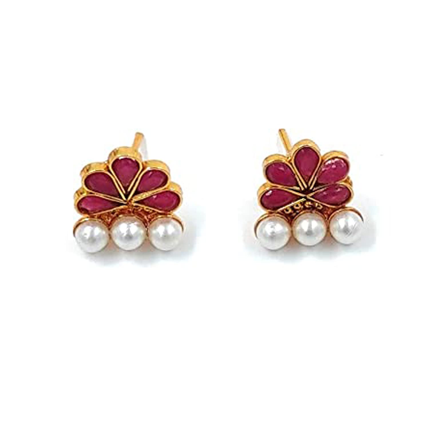 Gold-Polished Traditional Pink Choker Necklace Jewellery Set For Women/Girls - Wahe Jewels - Swadesiicart