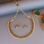 Gold-Polished Traditional Multi Choker Necklace Jewellery Set For Women/Girls - Wahe Jewels - Swadesiicart