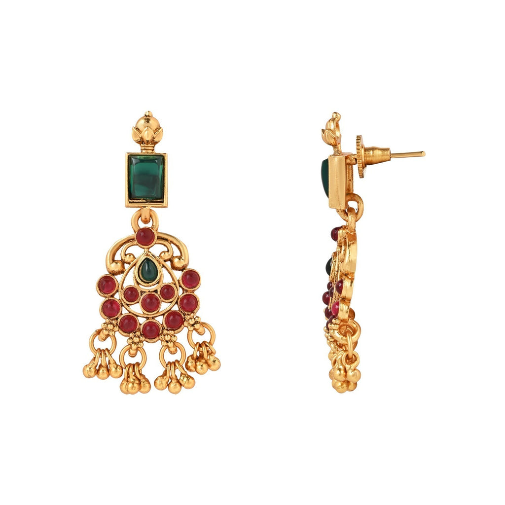 Gold-Polished Traditional Temple Choker Necklace Jewellery With Earrings Set for Women/Girls - Wahe Jewels - Swadesiicart