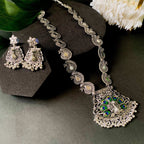Navratri Ethnic Silver Oxidised Ghungroo Long Necklace Jewellery With Jhumka Earrings Set For Women/Girls - Wahe Jewels - Swadesiicart
