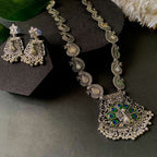Navratri Ethnic Silver Oxidised Ghungroo Long Necklace Jewellery With Jhumka Earrings Set For Women/Girls - Wahe Jewels - Swadesiicart