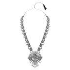 Navratri Ethnic Stylish Silver Oxidised Radha Krishna Design Long Necklace Jewellery Set for Women And Girls - Wahe Jewels - Swadesiicart