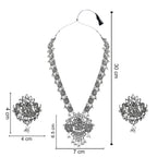Navratri Ethnic Stylish Silver Oxidised Radha Krishna Design Long Necklace Jewellery Set for Women And Girls - Wahe Jewels - Swadesiicart