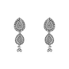 Navratri Ethnic Silver Oxidised Floral Design Ghungroo Long Necklace Jewellery With Jhumka Earrings Set For Women/Girls - Wahe Jewels - Swadesiicart
