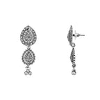 Navratri Ethnic Silver Oxidised Floral Design Ghungroo Long Necklace Jewellery With Jhumka Earrings Set For Women/Girls - Wahe Jewels - Swadesiicart