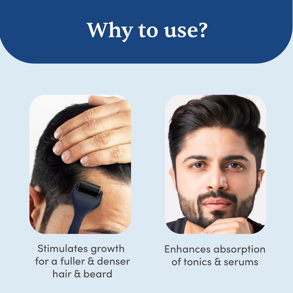 Man Matters Advance Derma Roller For Hair & Beard - 540 Micro 0.5mm Titanium Alloy Needles | Grocsy