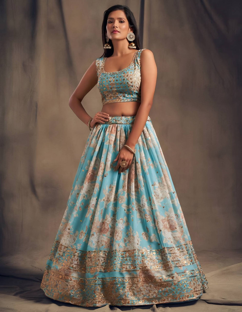 Lehenga Mart Designer Bollywood Style Wedding Wear Lehenga Choli - Aqua | Grocsy