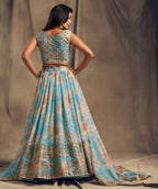 Lehenga Mart Designer Bollywood Style Wedding Wear Lehenga Choli - Aqua | Grocsy
