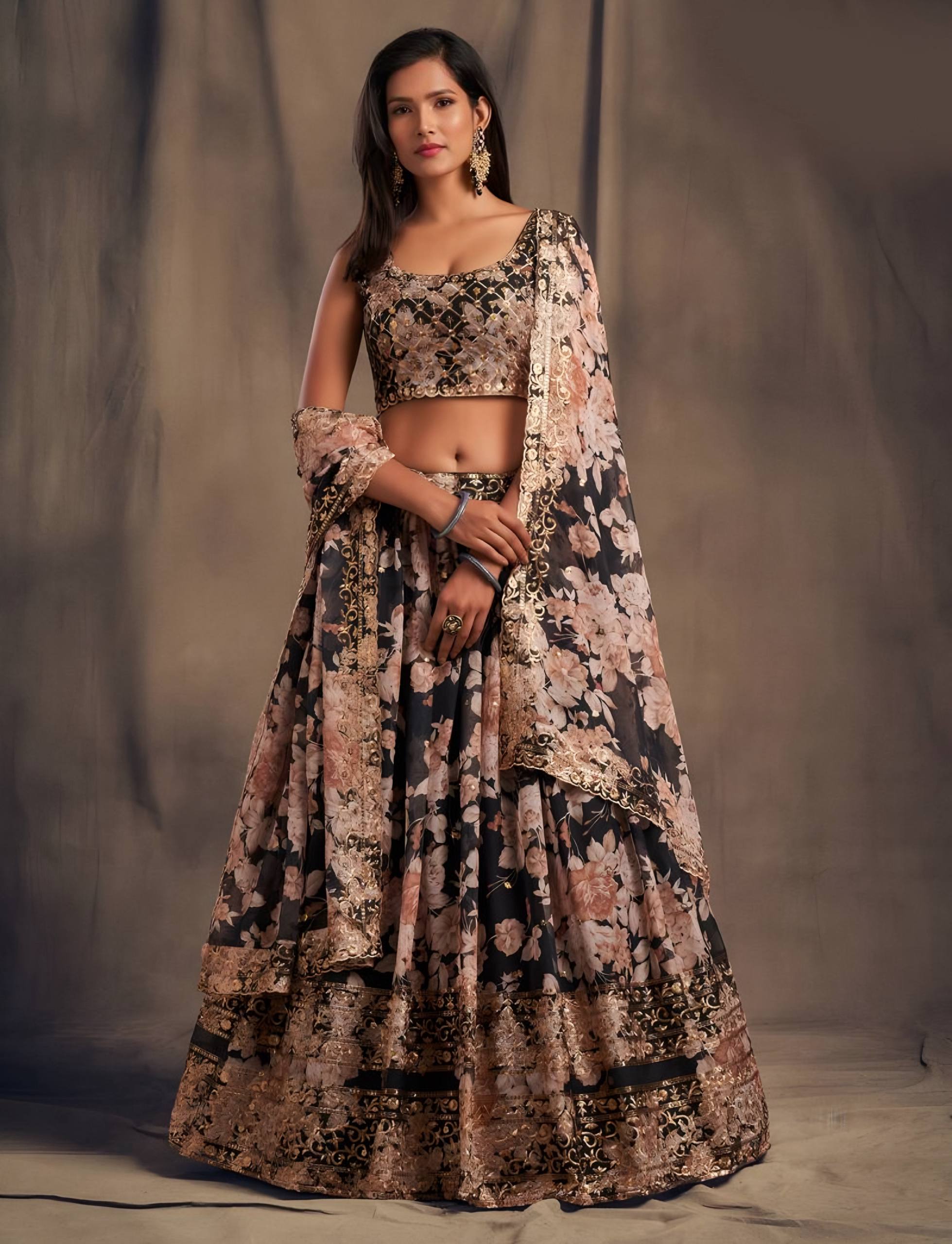 Lehenga Mart Designer Bollywood Style Wedding Wear Lehenga Choli - Black | Grocsy