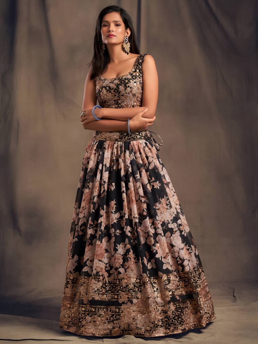 Lehenga Mart Designer Bollywood Style Wedding Wear Lehenga Choli - Black | Grocsy