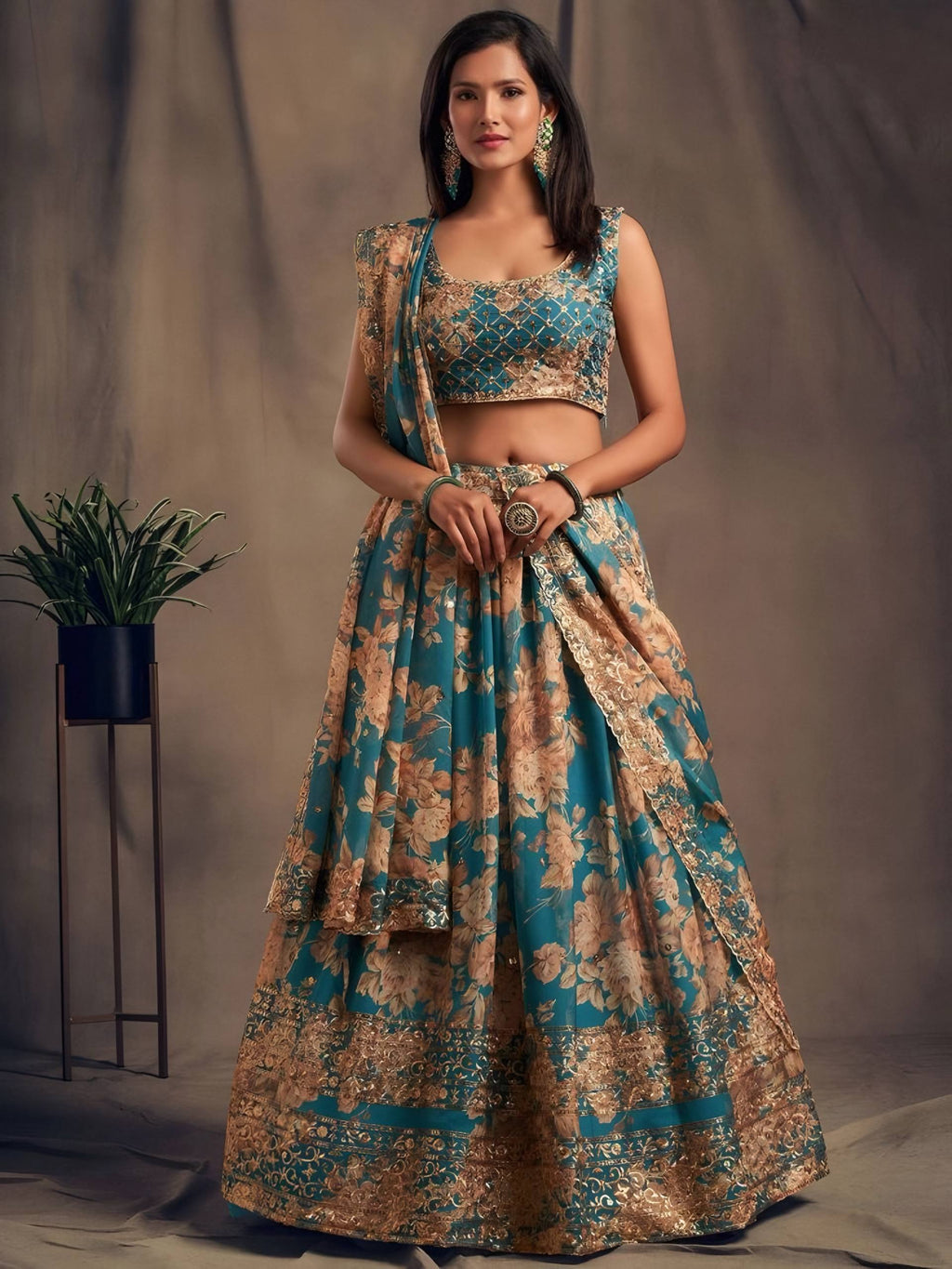 Lehenga Mart Designer Bollywood Style Wedding Wear Lehenga Choli - Blue | Grocsy