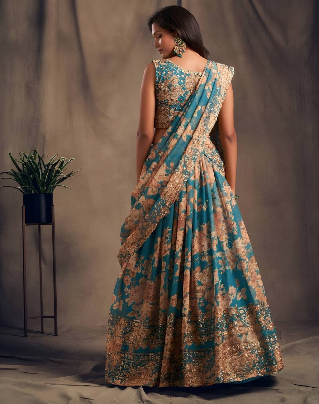 Lehenga Mart Designer Bollywood Style Wedding Wear Lehenga Choli - Blue | Grocsy