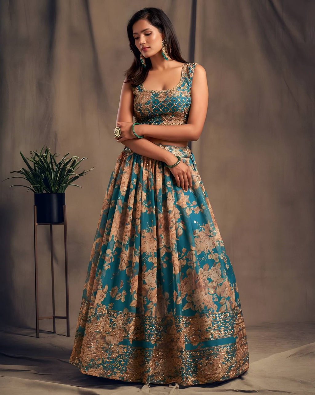Lehenga Mart Designer Bollywood Style Wedding Wear Lehenga Choli - Blue | Grocsy