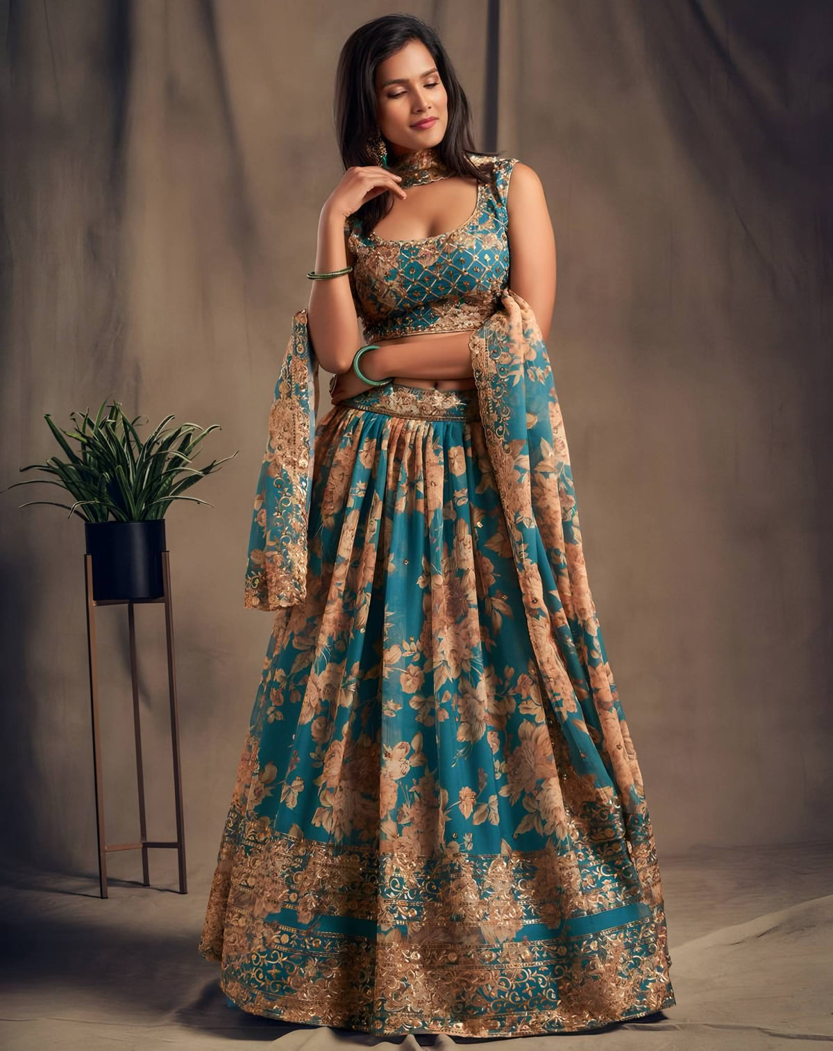 Lehenga Mart Designer Bollywood Style Wedding Wear Lehenga Choli - Blue | Grocsy