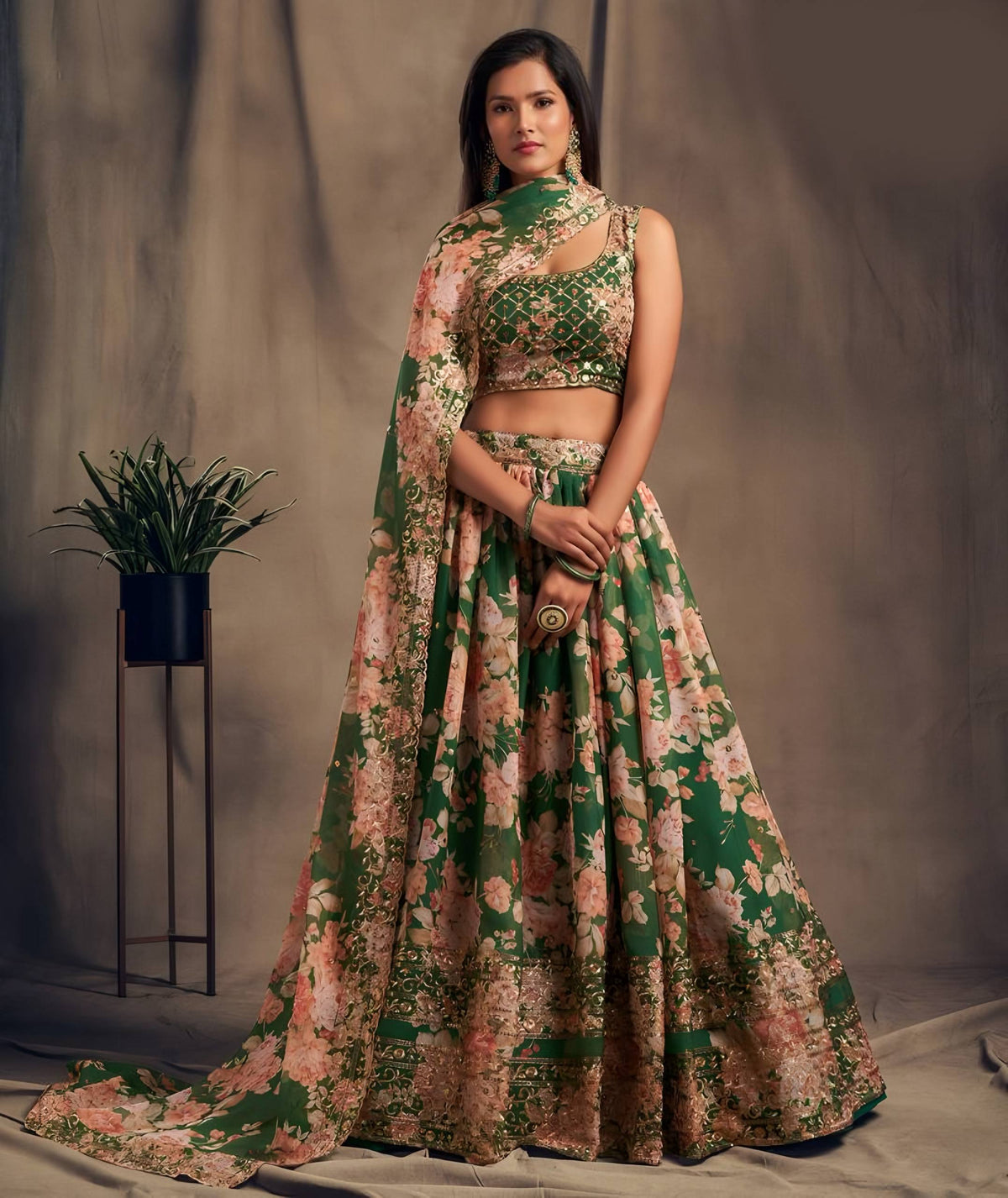Lehenga Mart Designer Bollywood Style Wedding Wear Lehenga Choli - Green | Grocsy