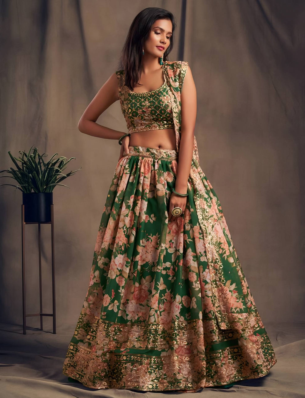 Lehenga Mart Designer Bollywood Style Wedding Wear Lehenga Choli - Green | Grocsy