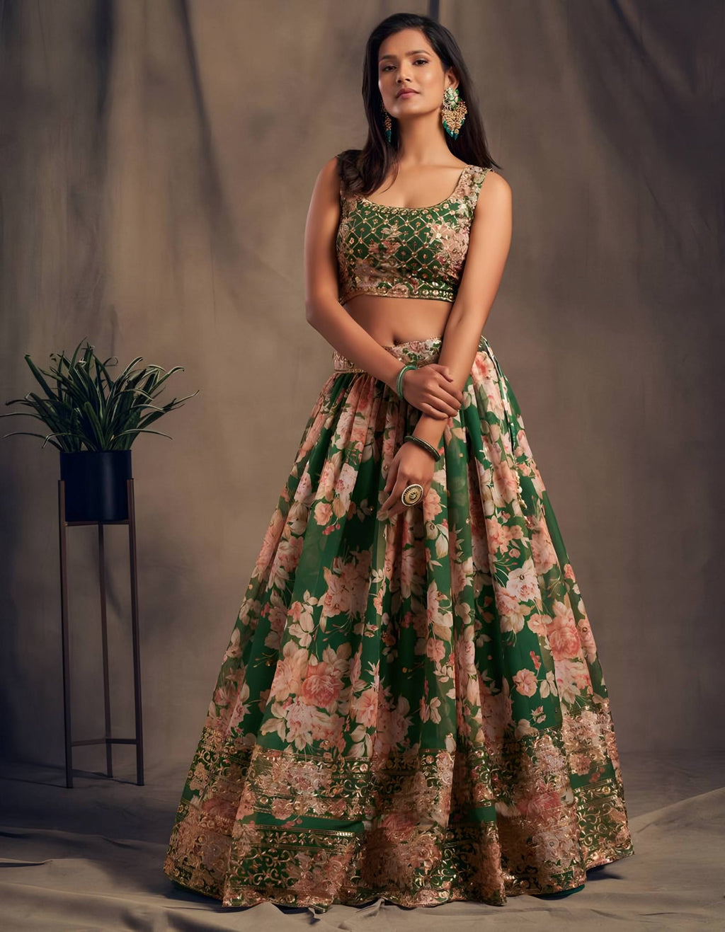 Lehenga Mart Designer Bollywood Style Wedding Wear Lehenga Choli - Green | Grocsy