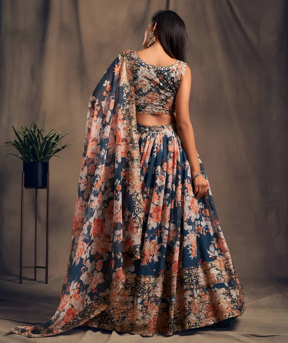 Lehenga Mart Designer Bollywood Style Wedding Wear Lehenga Choli - Navy Blue | Grocsy
