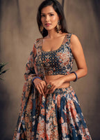 Lehenga Mart Designer Bollywood Style Wedding Wear Lehenga Choli - Navy Blue | Grocsy