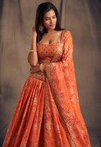 Lehenga Mart Designer Bollywood Style Wedding Wear Lehenga Choli - Orange | Grocsy