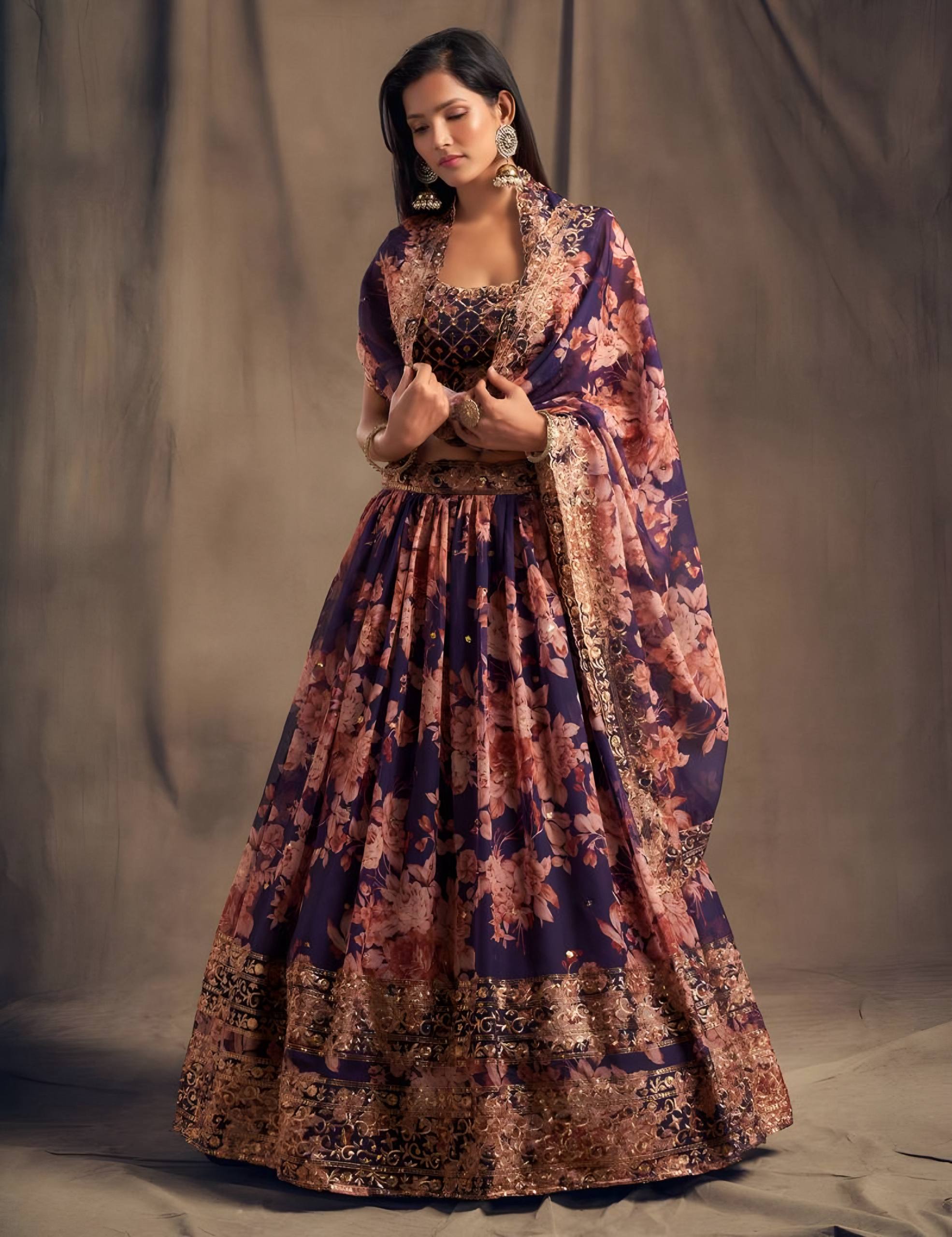 Lehenga Mart Designer Bollywood Style Wedding Wear Lehenga Choli - Purple | Grocsy