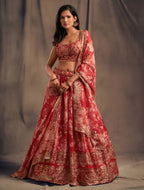 Lehenga Mart Designer Bollywood Style Wedding Wear Lehenga Choli - Red | Grocsy
