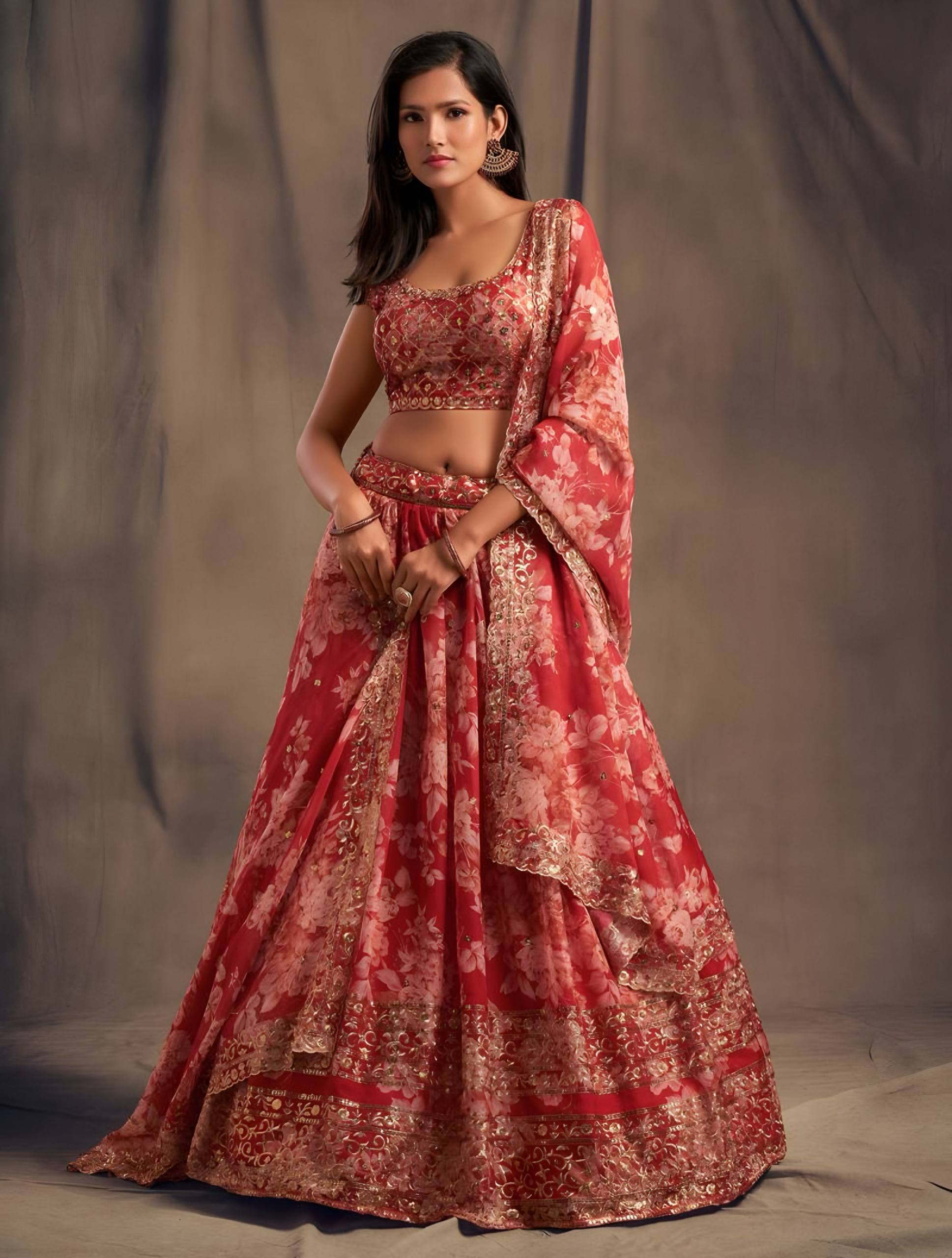 Lehenga Mart Designer Bollywood Style Wedding Wear Lehenga Choli - Red | Grocsy