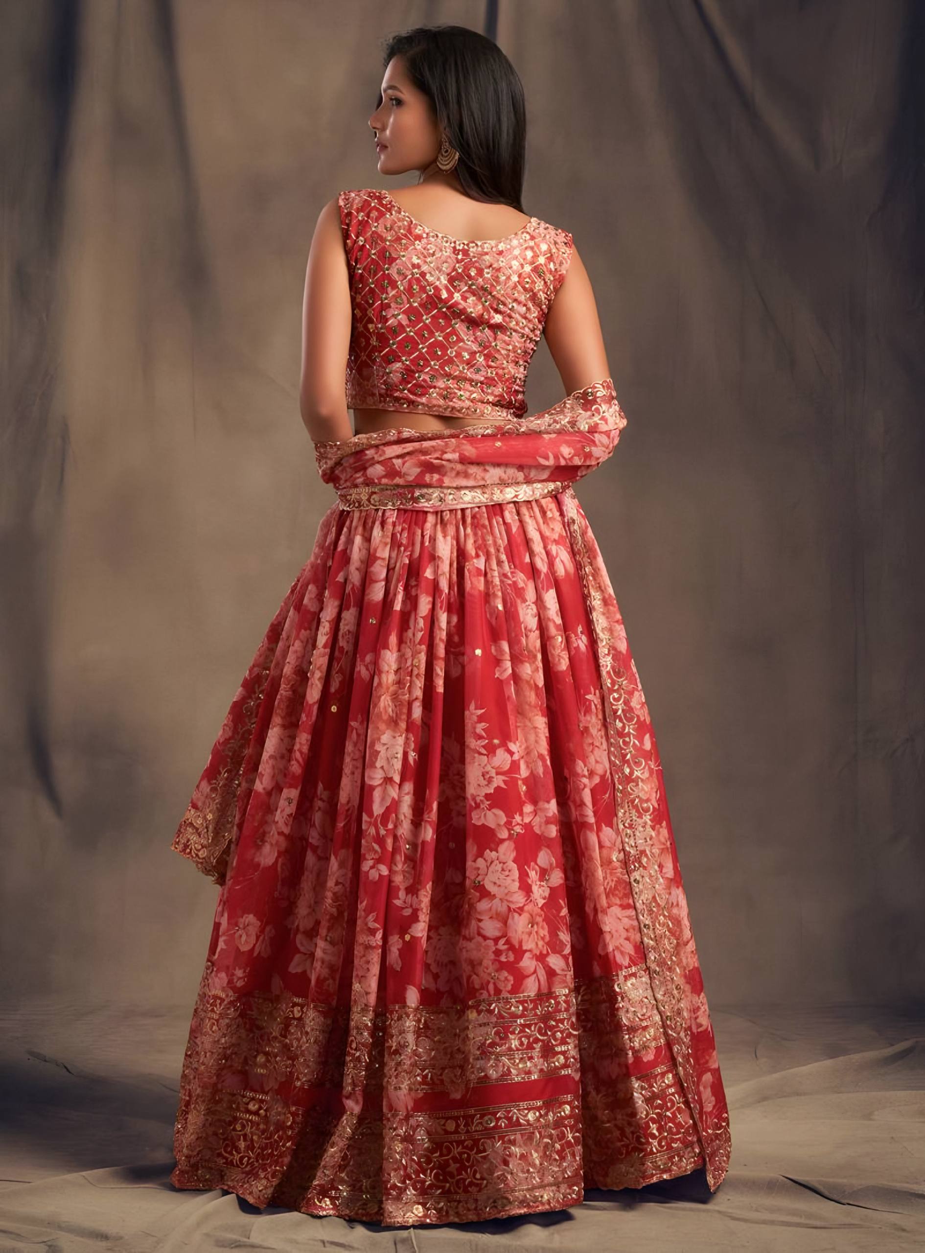 Lehenga Mart Designer Bollywood Style Wedding Wear Lehenga Choli - Red | Grocsy