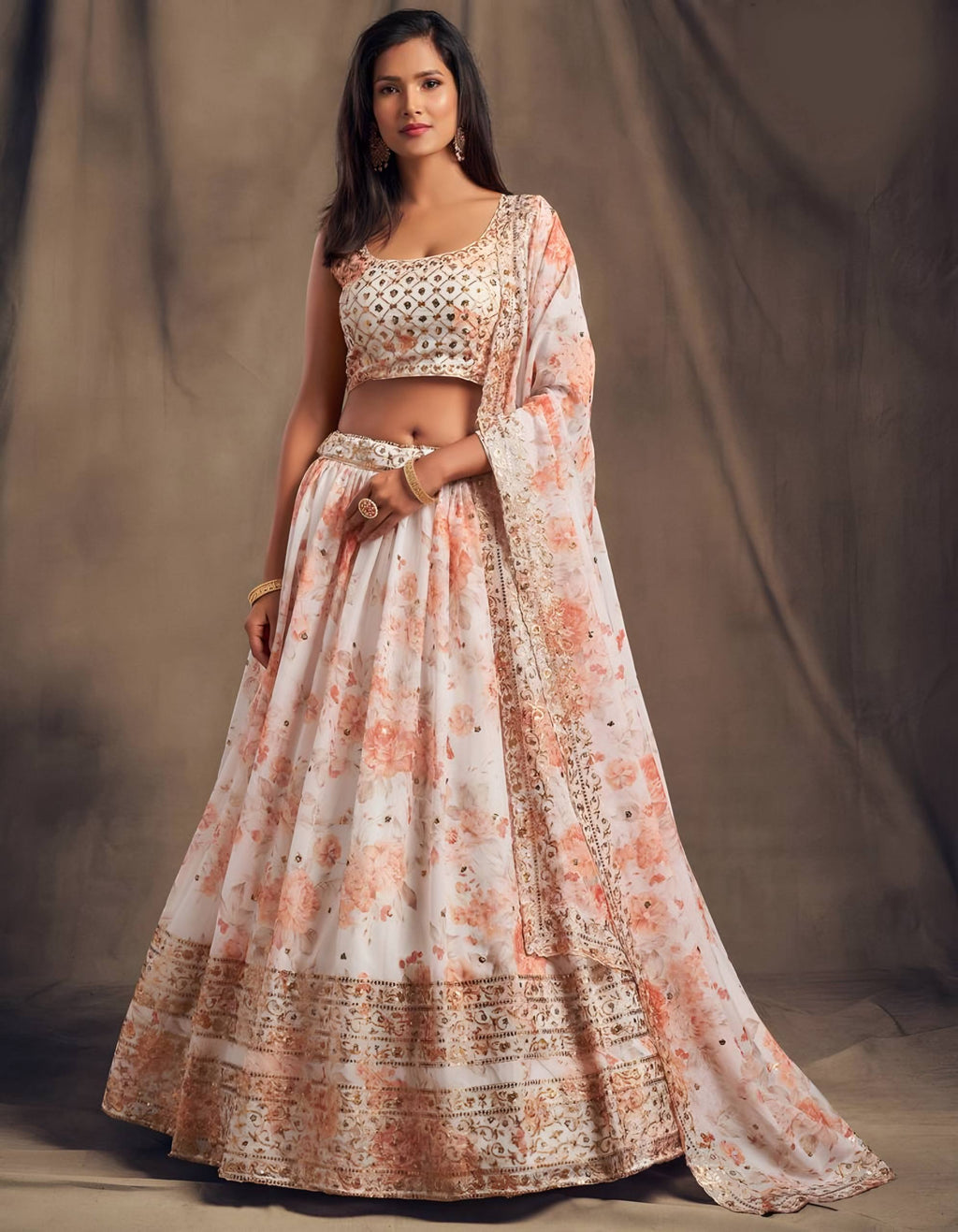 Lehenga Mart Designer Bollywood Style Wedding Wear Lehenga Choli - White | Grocsy