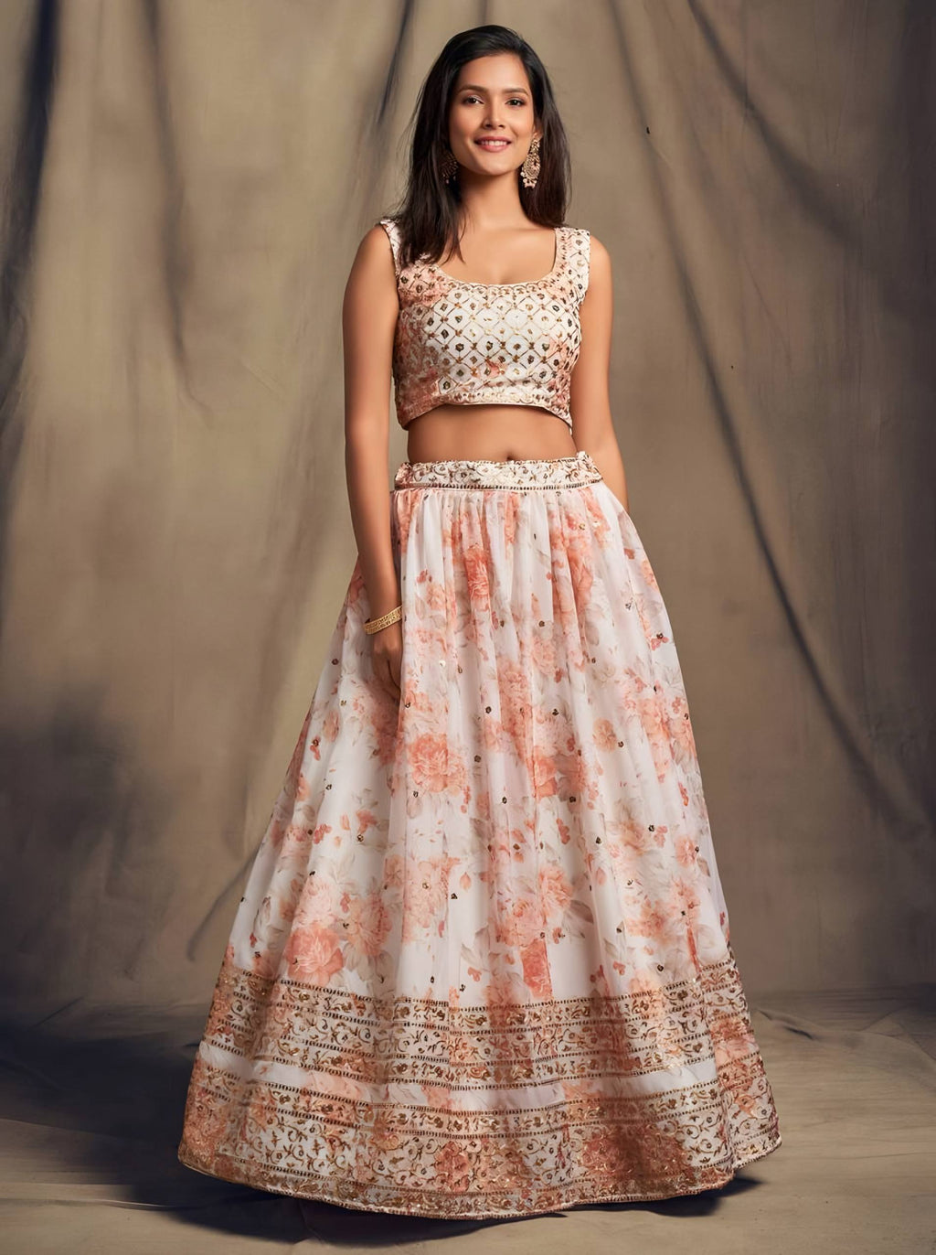 Lehenga Mart Designer Bollywood Style Wedding Wear Lehenga Choli - White | Grocsy