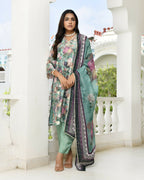 Vaasva Women's Green Tissue Gota Embroidered Suit Set With Solid Pant And Embroidered Dupatta | Grocsy
