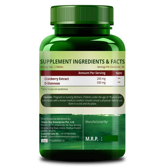 Himalayan Organics D-Mannose + Cranberry Vegetarian Capsules | Grocsy