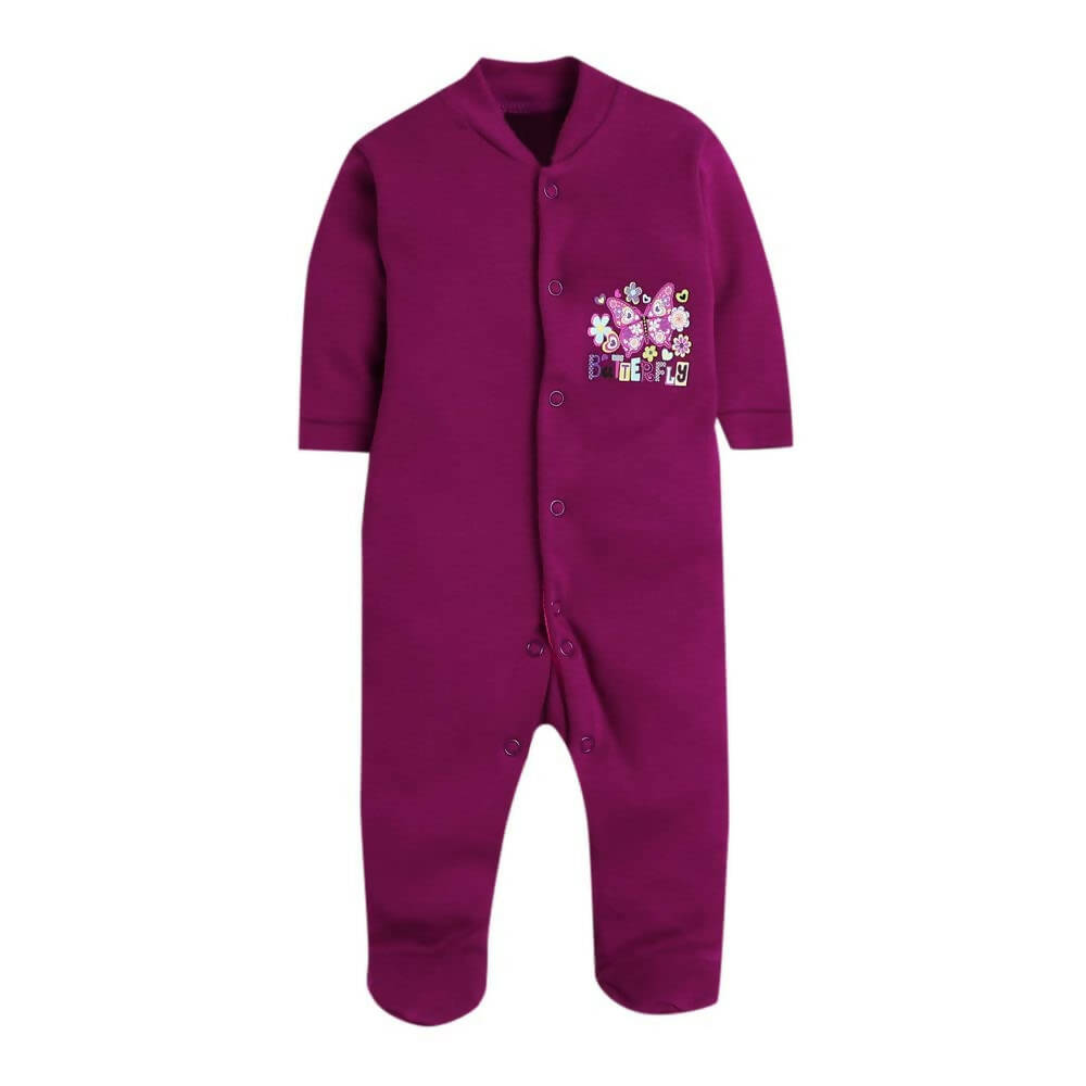 Daddy - G Rompers/Sleepsuits/Jumpsuit /Night Suits for New Born Babies - Purple | Grocsy