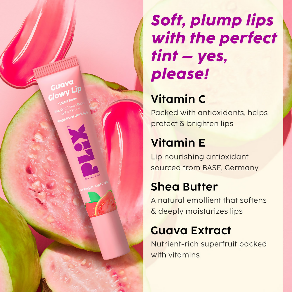 PLIX The Plant Fix Guava Glowy Lip Tinted Balm | Grocsy
