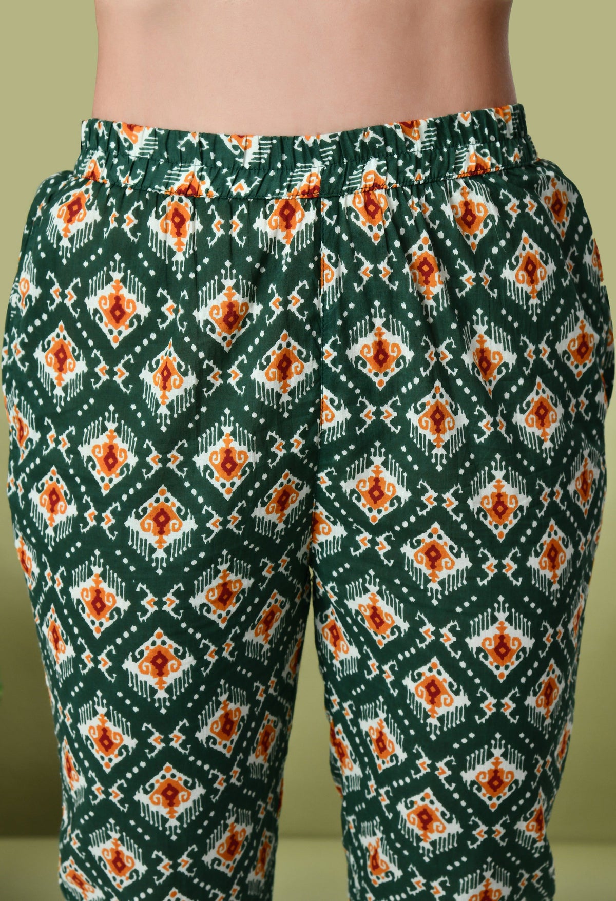 Myshka Women's Cotton Printed Co-ord set in Green Color | Grocsy