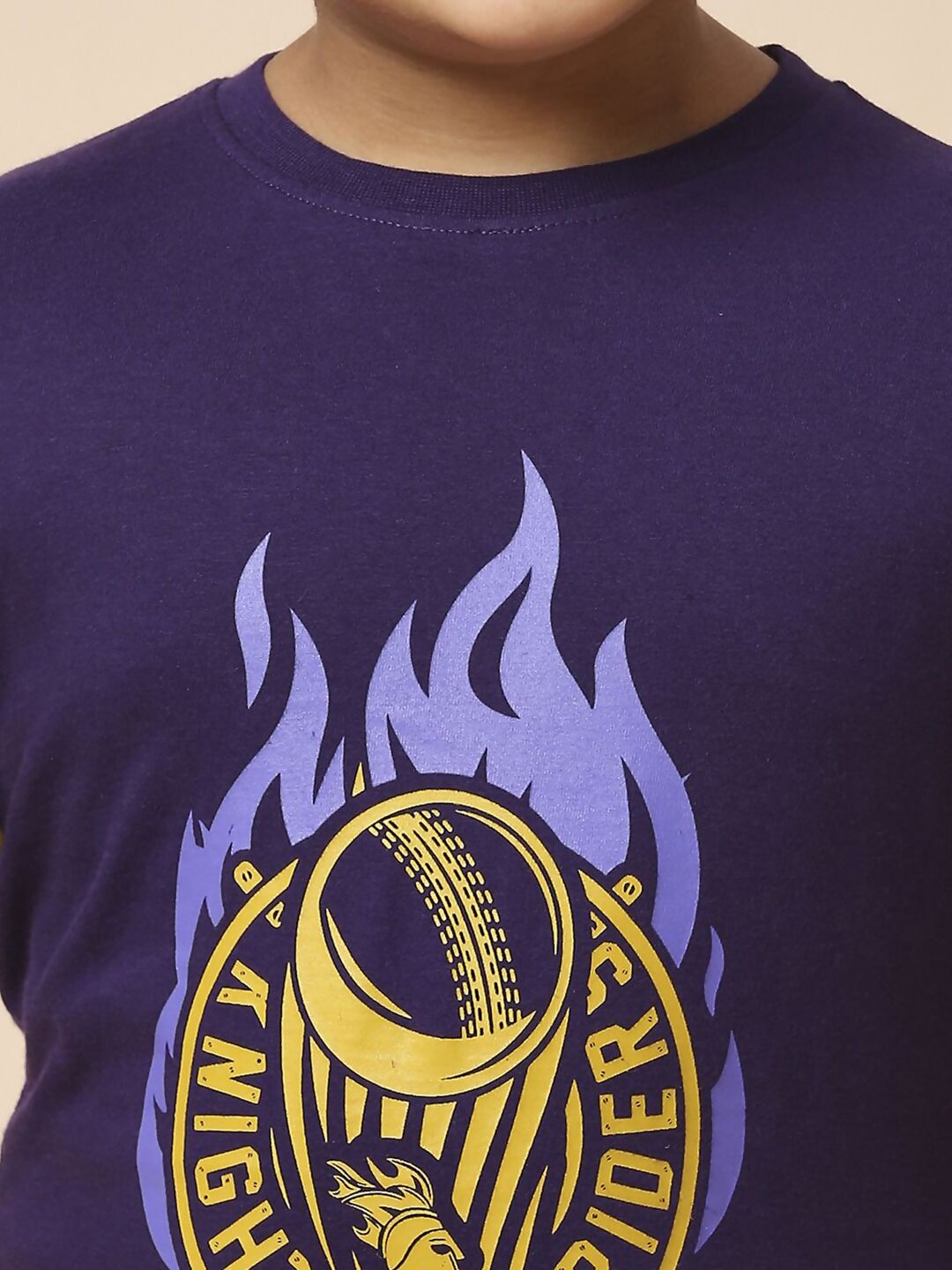 Fancode Kids Kolkata Knight Riders Graphic Printed Round Neck Cotton IPL T-Shirts | Grocsy