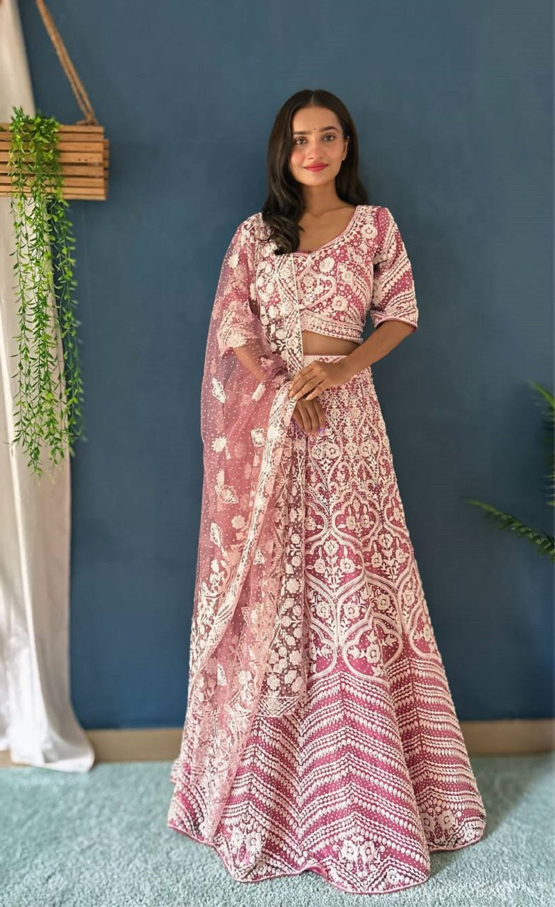 Lehenga Mart Designer Bollywood Style Wedding Wear Lehenga Choli - Baby-Pink | Grocsy