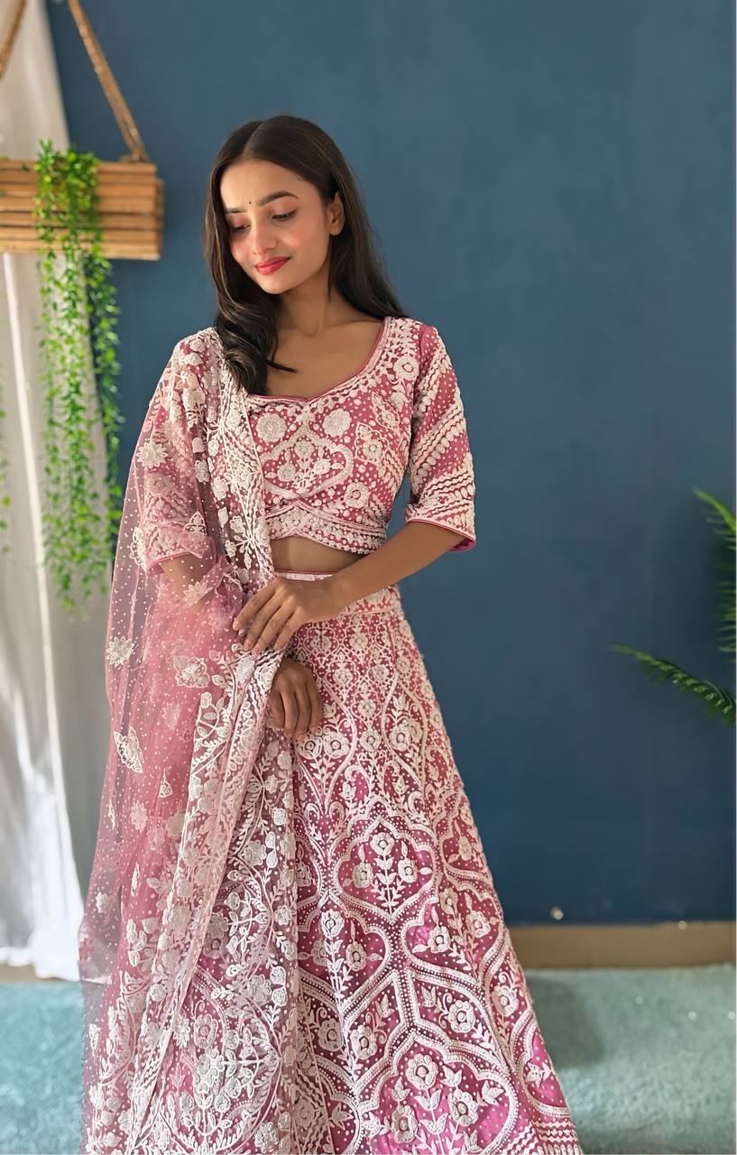 Lehenga Mart Designer Bollywood Style Wedding Wear Lehenga Choli - Baby-Pink | Grocsy