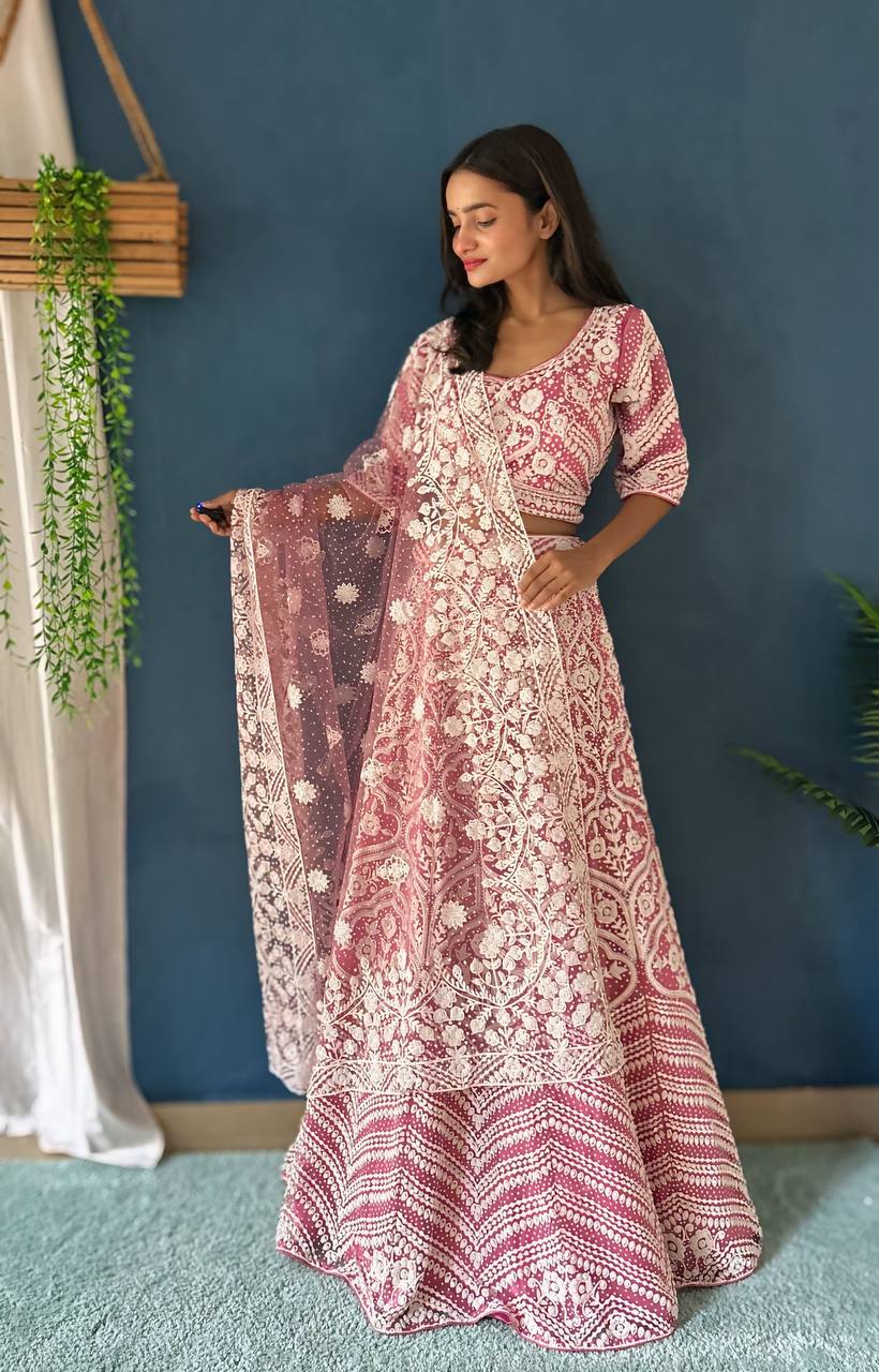Lehenga Mart Designer Bollywood Style Wedding Wear Lehenga Choli - Baby-Pink | Grocsy