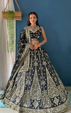 Lehenga Mart Designer Bollywood Style Wedding Wear Lehenga Choli - Black | Grocsy