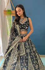 Lehenga Mart Designer Bollywood Style Wedding Wear Lehenga Choli - Black | Grocsy
