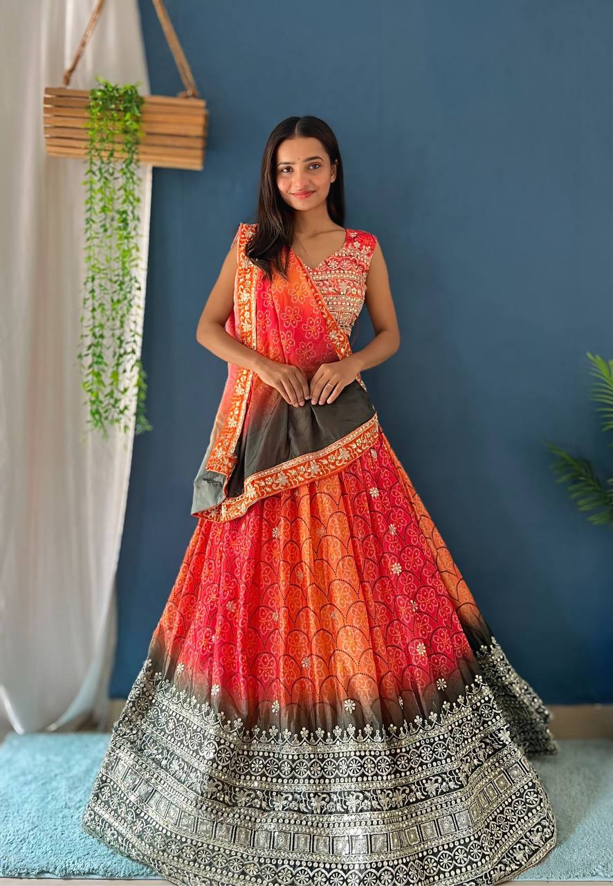 Lehenga Mart Designer Bollywood Style Wedding Wear Lehenga Choli - Orange | Grocsy